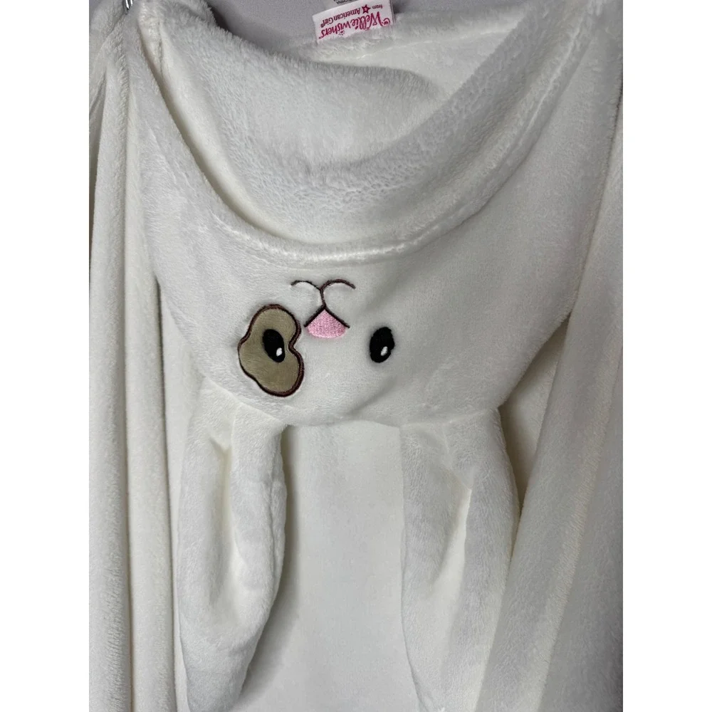 WellieWishers American Girl White Bunny Hooded Fleece Wrap Blanket One Size Kids
